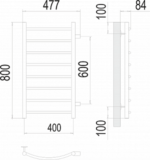 Полотенцесушитель 400х800 П8 Б/П м/о 600 "Классик" TERMINUS (50)