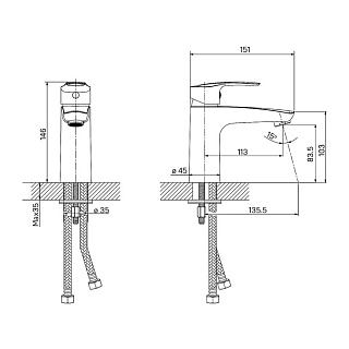 Смеситель для умывальника, белый матовый, Ray, IDDIS, RAYWT00i01