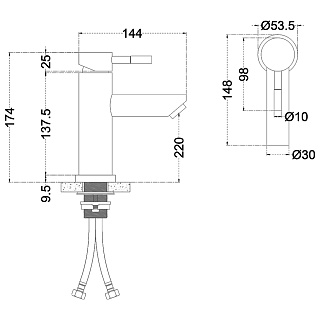 Смес. д/умывальника  MELANA TONDO нерж. (F610101)
