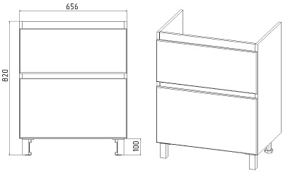 Комплект мебели 70 "Мальта-70" напольная 2 ящ. белый VIANT (ум.Como-70)