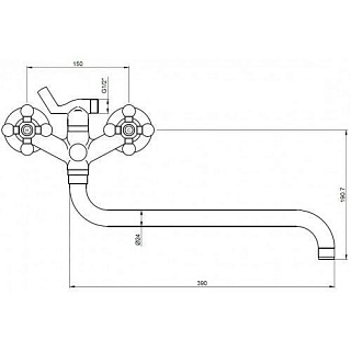 Смес д/ванны Kaiser Carlson Lux крест (11066Shar)
