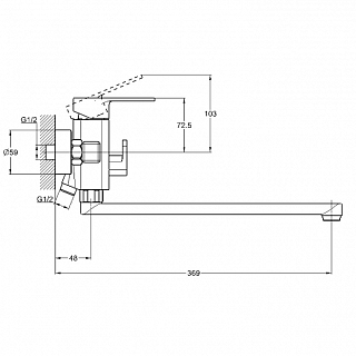 Смеситель д/ванны G-lauf (NEB7-A123) ф35 длинный излив