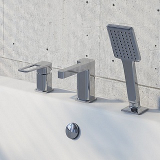 Смеситель на борт ванны на 3 отверстия с керамическим дивертором, хром, Slide, IDDIS, SLISB30i07