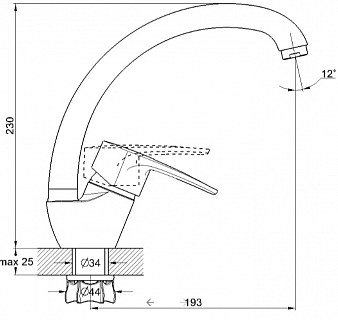 Смеситель д/кухни G-lauf (8G4-A018/A035/A048/A149/A180/A181/A182/8G-8180/8135) ф40 бок.с гайкой 