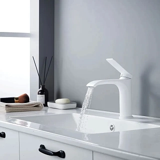 Смеситель д/раковины SHEVANIK белый мат. S4101C