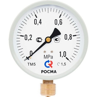 Манометр  0...6 bar (0,6МРа), ТМ-320Р.00 (63мм, G 1/4, кл. точ.1,5)(с глицерином)(РОСМА) (726)