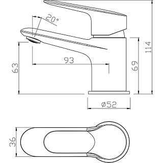 Смеситель д/умывальника AURA  картр. d35  35-04 ARGO 41975