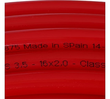Труба PEX-a 16x2,0мм ROMMER  RPX-0002-501620 сш.полиэтилен, с кислор. слоем, красная в НАРЕЗКУ 