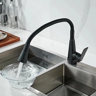 Смеситель д/кухни SHEVANIK гибкий излив черный S543H-3