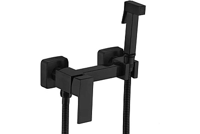 Смеситель с гиг. душ настенный черный SHEVANIK S137H