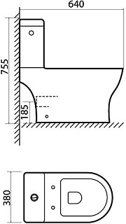 Унитаз-компакт, безободковый,  Drum, DRU2DSEi24, IDDIS