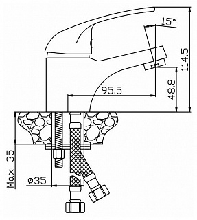 Смеситель д/умывальника VECTOR картридж d40  4004  ARGO 38007 