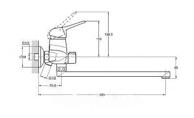 Смеситель д/ванны Solone (LUN7-A031) 
