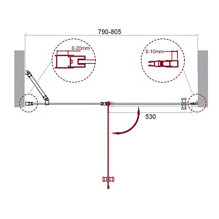 Дверь для душа BelBagno ETNA-B-12-60/20-C-Cr + AEK-WLM-45-Cr