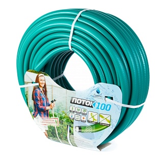 Шланг поливочный пятислойн. "ПОТОК100" 1/2" 5-ти слойный, арм,зеленый (бухта 25м) 12-25 СКИДКА 20% ВСЕМ