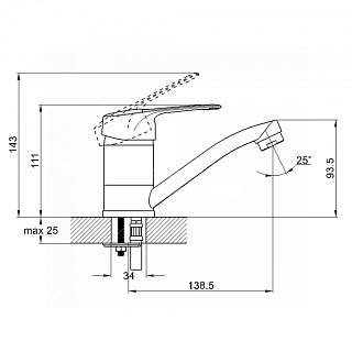 Смеситель д/кухни Solone (4F-B045/В146) ф 35 с гайкой (15 см) (2 шт в коробке )