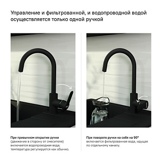 Смеситель для кухни с каналом для фильтрованной воды, черный, Cuba, IDDIS, CUBBLFJi05