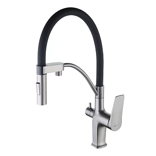 Смеситель д/кухни "Bronx"  (LM3761GM) 35 мм. под фильтр с гибким изливом графит LEMARK 