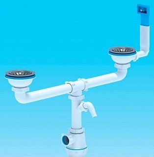 Сифон 3 1/2х40 ДВОЙНОЙ бутылочный с переливом Ани Грот А3545  (5)