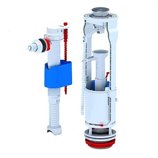 Арматура д/унитаза 1/2" Ани с боковой подводкой с пласт. штуцером, кнопка двойная хром WC3050C (20)