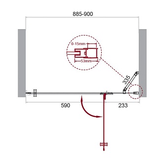Дверь для душа BelBagno KRAFT-B-12-60/30-C-Cr-R + AEK-WLM-45-Cr (петли справа)