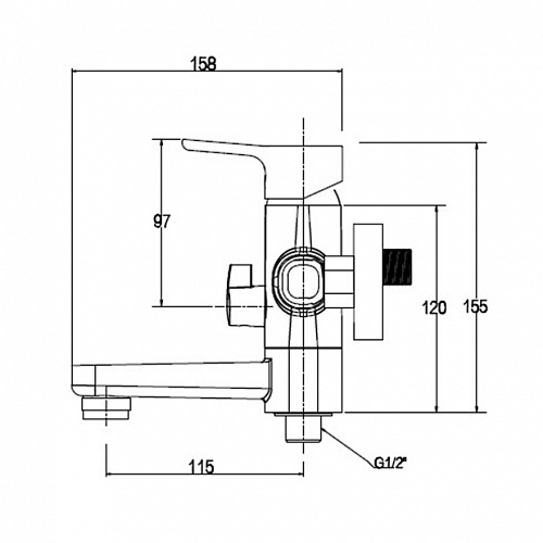 Смес д/ванны к/н Kaiser Vega ф35 (63022)