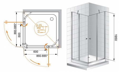 ДУШЕВОЙ УГОЛОК CEZARES TRIUMPH-A-22 100-P-Cr