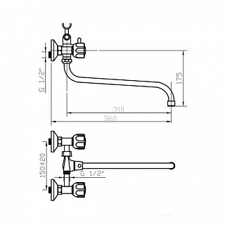 Смеситель д/ванны DORIA керамика  картриджное перекл. 202D/202S  ARGO 19831/ 43451 снято с производства
