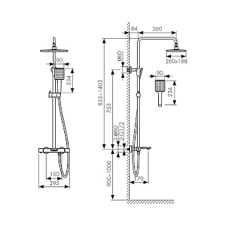 Душ. система KAISER Cube черная  душевая система  с термостатом  (01382-9)