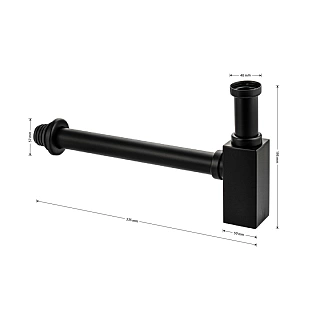 Сифон нижняя часть нерж ст. квадратный профиль, ЧЕРНЫЙ BRIMIX (8744)