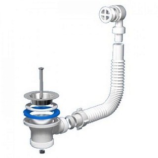 Выпуск 1 1/2" с переливом д/мойки с круглым вертик.корпусом Ани N 120S (15)      