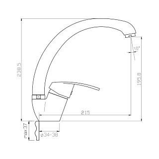 Смеситель д/кухни JAMAICA NEW картридж d40 боковой 4003 ARGO 44111  
