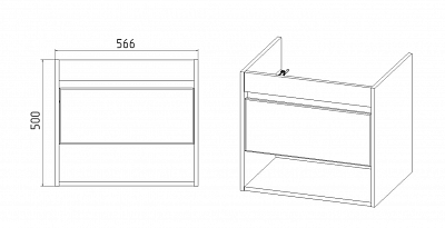 Комплект мебели 60 "Бостон-60" напольная 1 дв., дуб/белый VIANT (ум.Como-60)