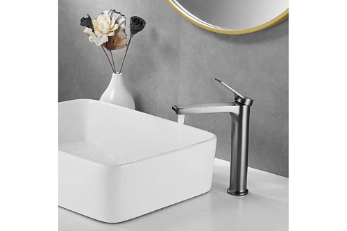 Смеситель д/раковины SHEVANIK высокий оружейная сталь S8311T