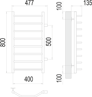 Полотенцесушитель 400х800 П8 Б/П м/о 500 "Виктория" TERMINUS (50)