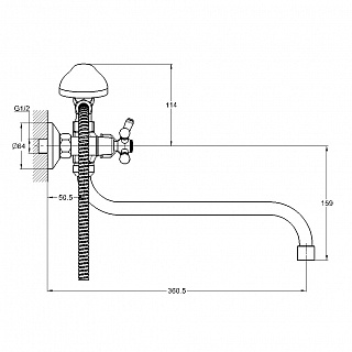 Смеситель д/ванны G-lauf (QFR7-A605/722/827) крест кер., шар.перекл.