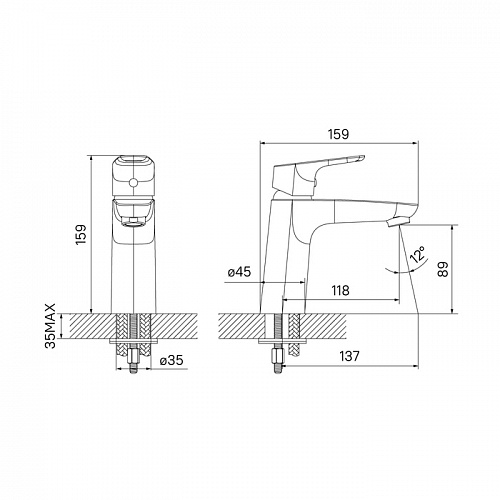 Смес. д/умывальника  Zodiac ZODSB00i01 (5264) 