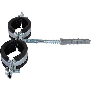 Крепление металл. двойное STOUT (32-35) 1"+ шпилька, шуруп, дюбель пластик (50) SAC-0020-200001