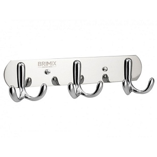 Крючки на планке двойные 3шт нержавейка BRIMIX (513)
