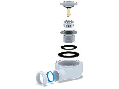 Сифон для душевого поддона 1 1/2"*50 h 53мм, клик- клак(грибок-сетка) Ани пласт E450CLGS (12)