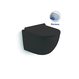 Унитаз подвесной безободковый Vincea "Globo" черный мат.49см,сиденье slim м/л  VT1-14SMB ВЫГОДА!!