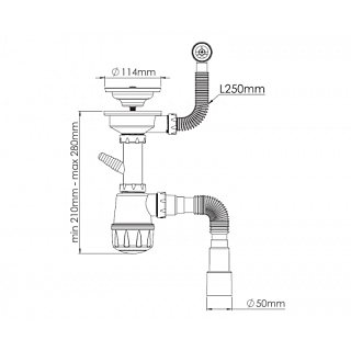 Сифон 3 1/2х40 бутылочный c переливом и гофрой 40х40/50 M104-9 ZEGOR
