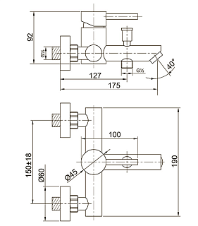 Смеситель д/ванны SOLID нерж. d35  короткий излив 3505  ARGO 43976