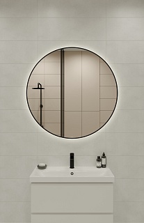 Зеркало 100 "ECLIPSE SMART-100" в черной раме круглое Cersanit 64149