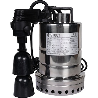 Насос дренажный с вертикальным поплавком, кабель 10 м, 230V, Q=150 л/мин, H=8 м 	(SPD-0003-200250) STOUT