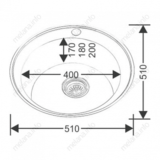 Мойка нерж врезная  MELANA D510 (0,8х180) (12) 001t 
