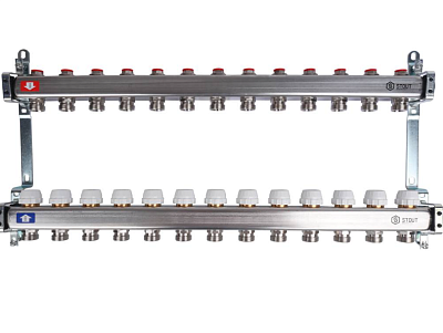 Коллектор 13-вых. нерж.ст. с регул. клапанами (SMS 0922 000013) STOUT 