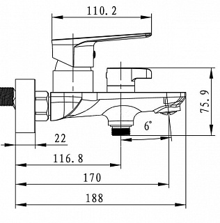 Смес д/ванны к/н Kaiser Glory хром+белый (69122)