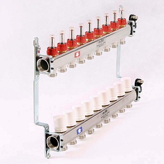 Коллектор нерж. с расходомерами 1"х3/4" на  9 выходов (450I4309(R) Uni-Fitt 