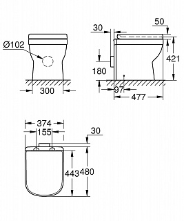 Унитаз приставной Grohe Euro Ceramic с сид.м/л (39555000Gr) АКЦИЯ!!!!